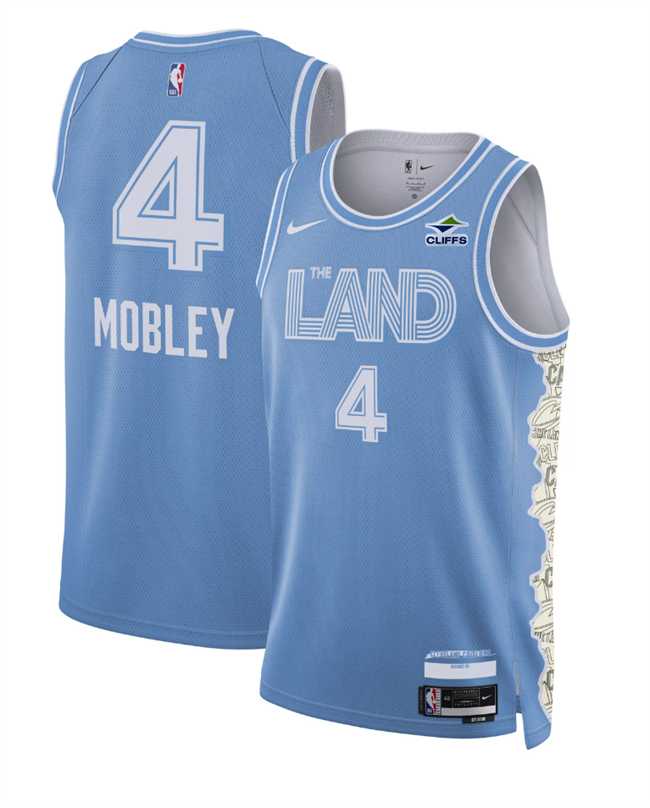 Mens Cleveland Cavaliers #4 Evan Mobley Light Blue 2024-25 City Edition Stitched Jersey Dzhi